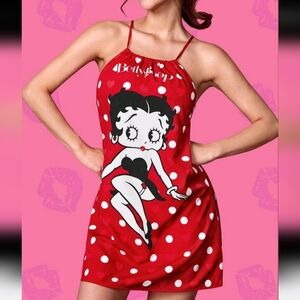 BETTY BOOP Casual Versatile Daily Summer Halter Neck Dress